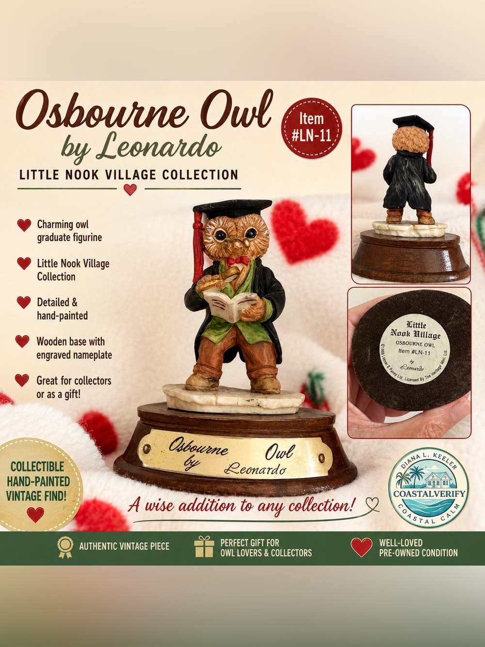 Vintage Little Nook Village Osbourne Owl by Leonardo